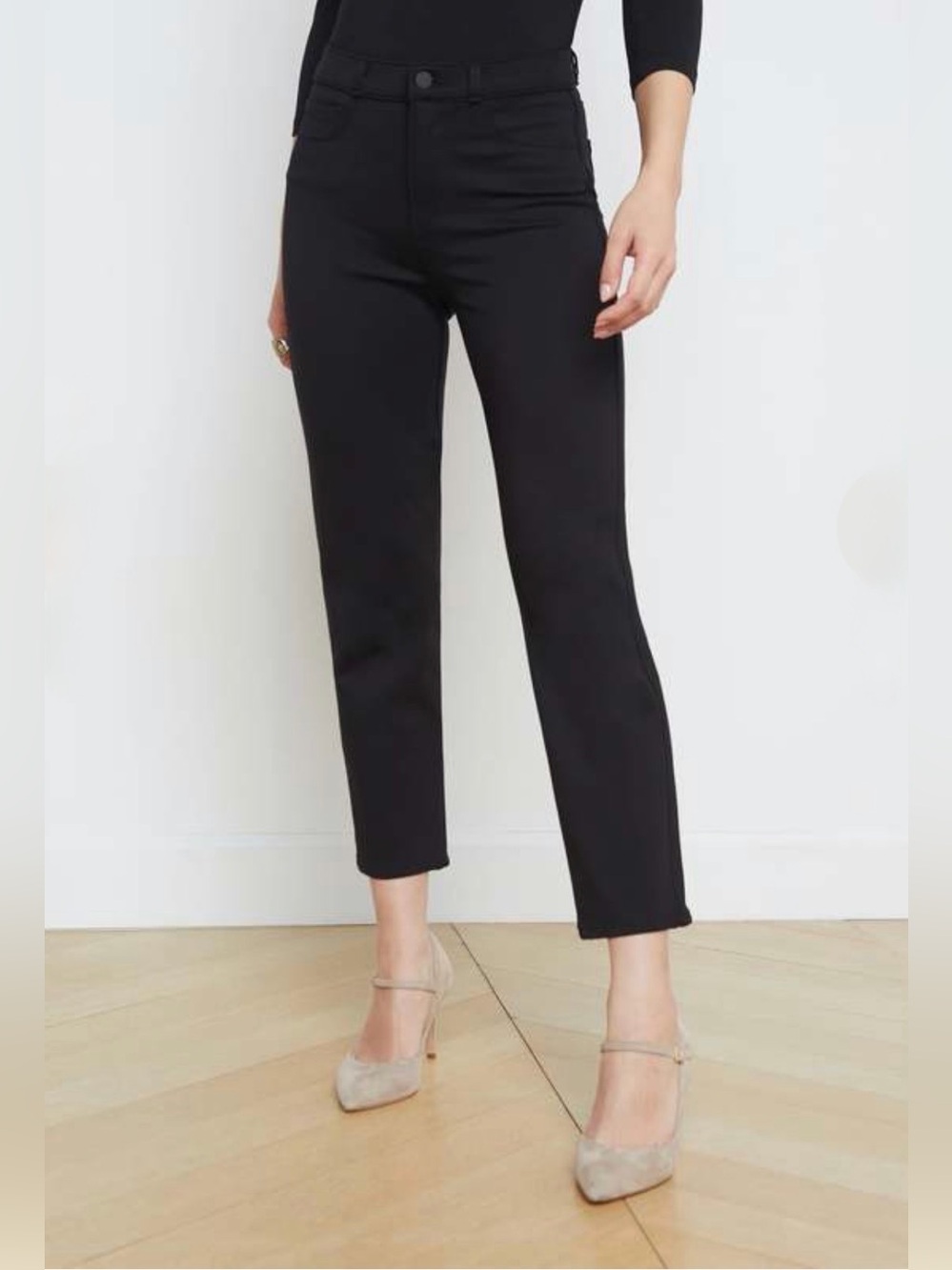 L’AGENCE Alexia High Rise Crop Pants Black Ponte 27 - Picture 1 of 11